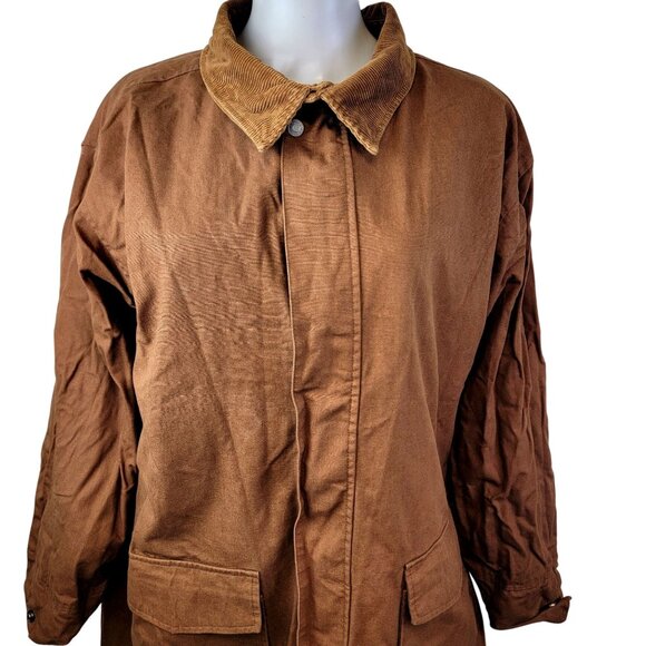 Marlboro Vintage 90s Reversible Duster / Rain Coat Medium Men Women Yellow Brown - Picture 8 of 15